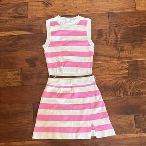 Altar’d State Women’s Pink and White Striped Top and Skirt Set Size S Skirt M To